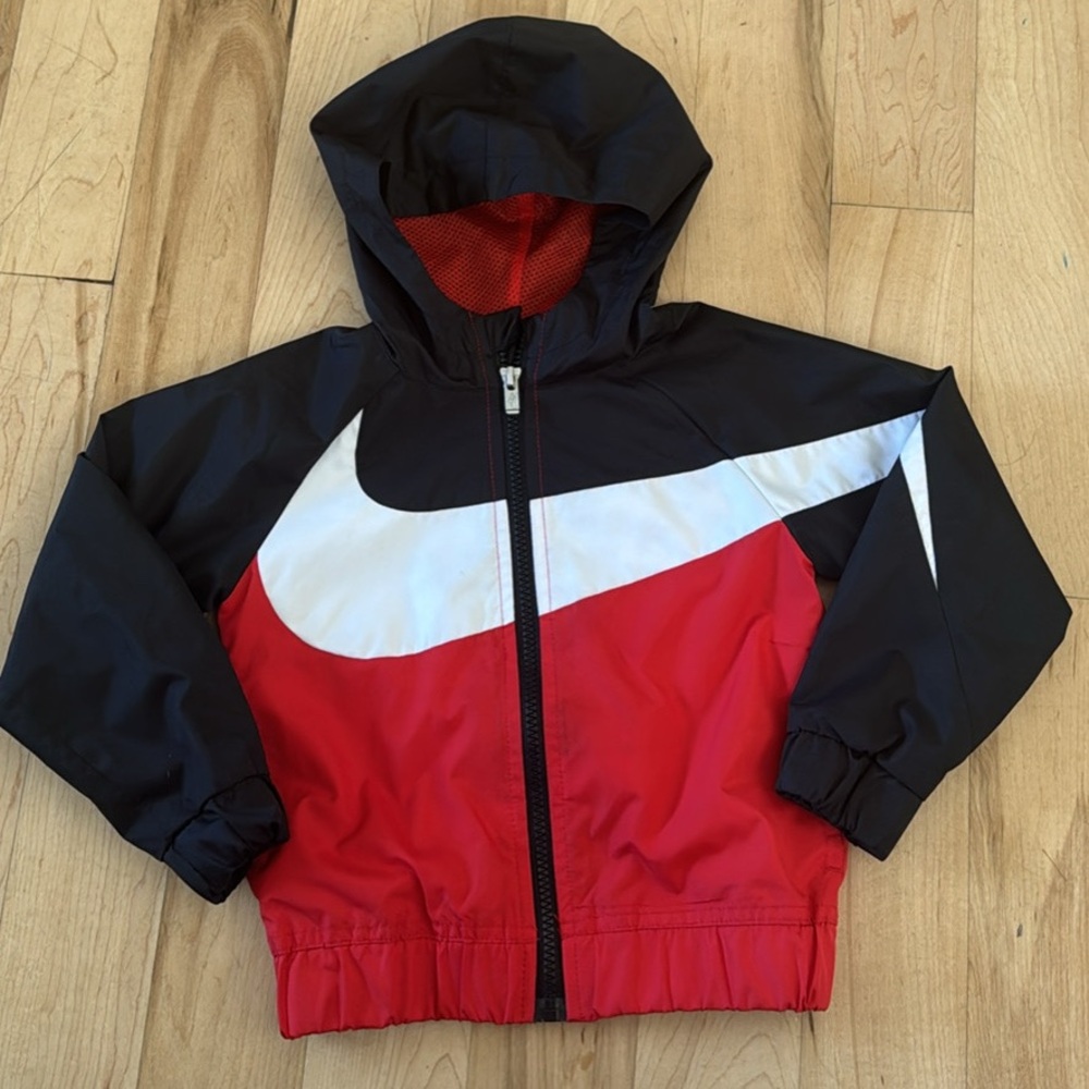 Nike Kids Black and Red Raincoat